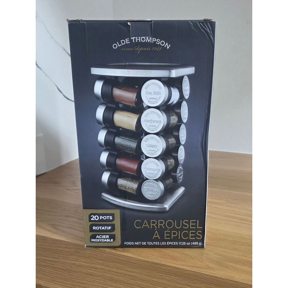 Olde Thompson Stainless Steel 20-Pot Spice Carousel - Black & Silver